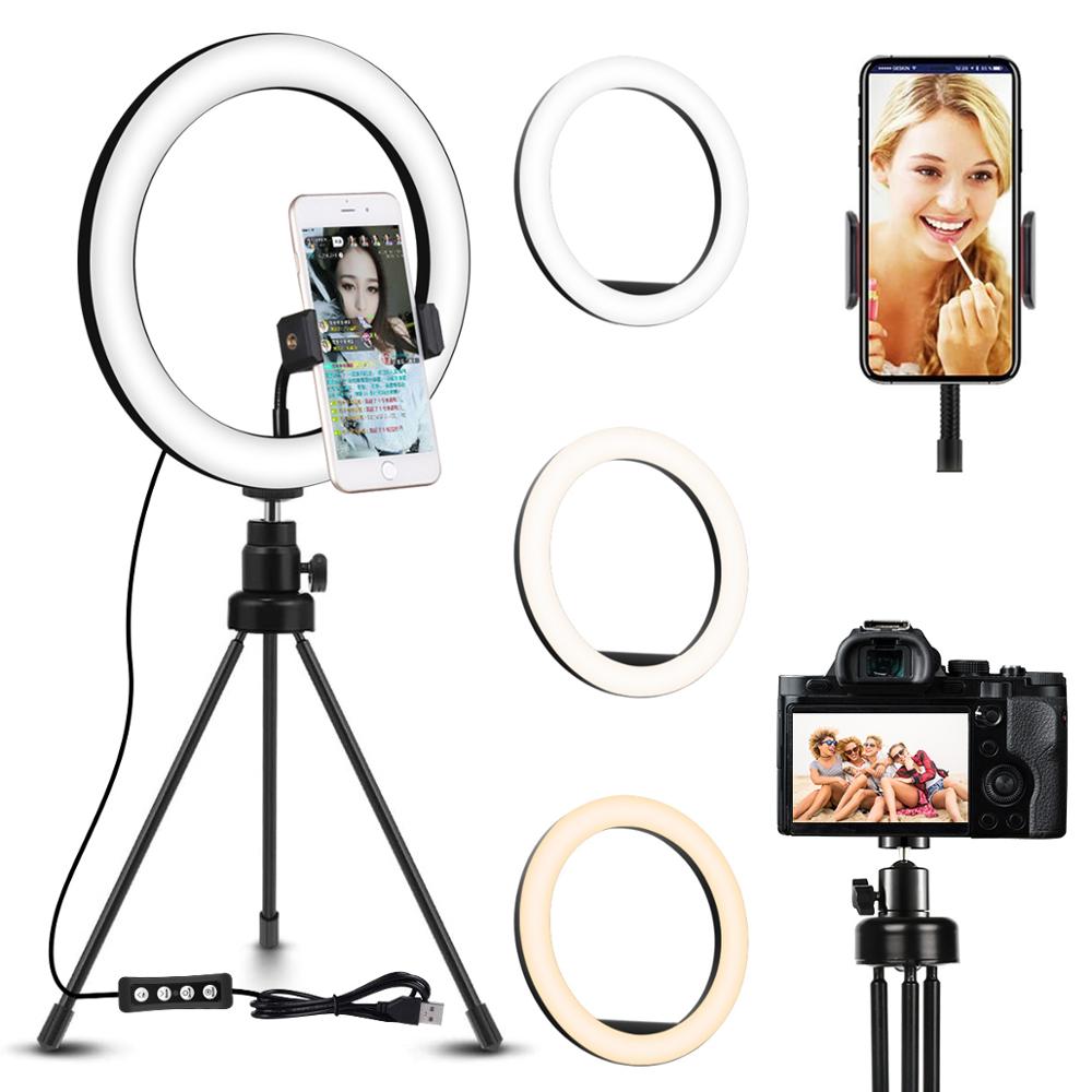 10 "LED Anello di Luce con Treppiede da tavolo Stand Kit per la Macchina Fotografica Del Telefono Selfie Video trucco video Streaming In Diretta in studio youtube NE