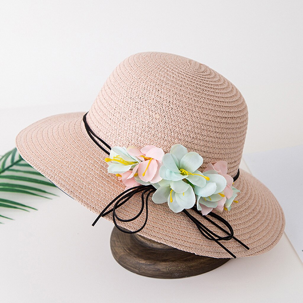 Girl Sun Hat Children Straw Hat Summer Sunscreen Cute Summer Flower Breathable Hat Straw Sun Hat Boy Girls Hats#p30: Pink