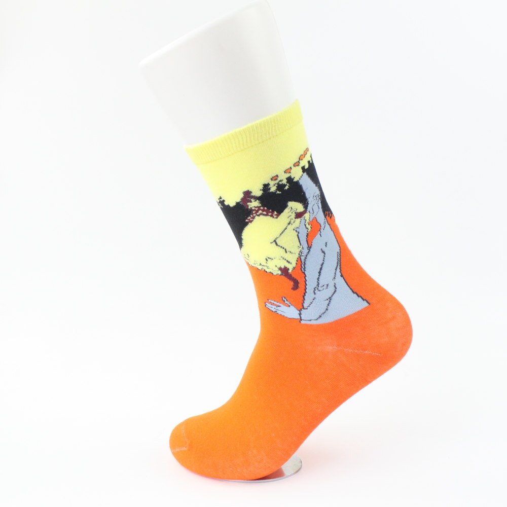 1pair Autumn winter Retro Art Sock Van Gogh Mural World Famous Oil Painting Series Men Women Socks Funny Socks: 11