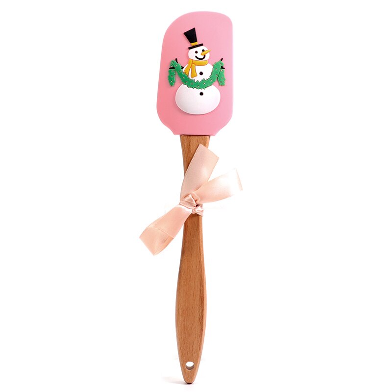 Silicone Spatulas beechwood handle - Kitchen Utensils Non-Stick for Cooking, Baking, Mixing and Christmas Decorating: Snow Man