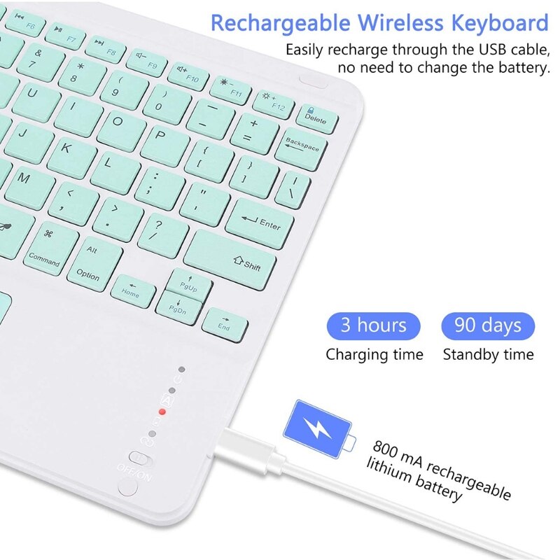 Wireless Bluetooth Keyboard with Touchpad USB Rechargeable Built-in Multi-Touch for PC Laptop Mobile Phone