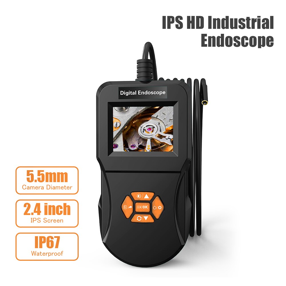 Industriële endoscoop inspectiecamera met 5.5mm micro snake camera hi-vision 720p ips scherm  ip67 waterdicht 6 verstelbare led