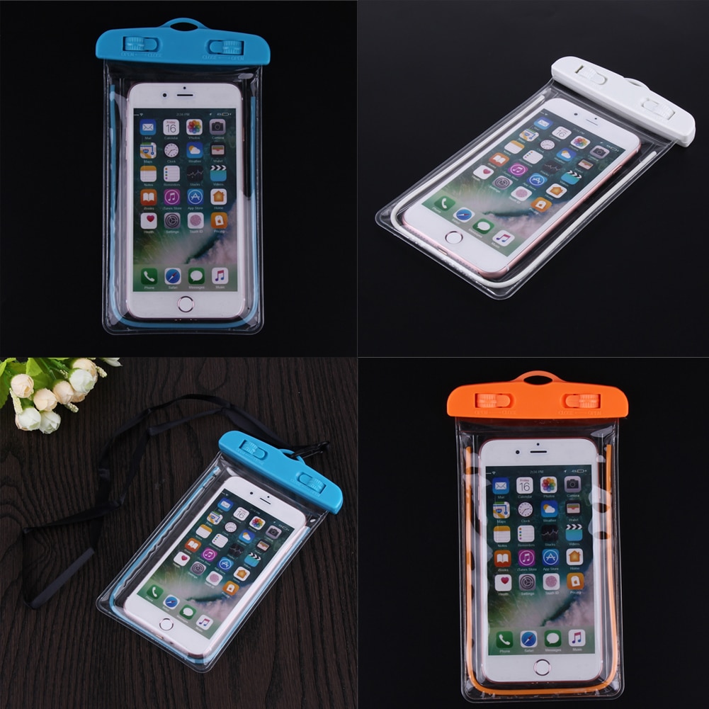 Waterproof Phone Case Cover PVC Luminous for 3.5-6" Cell Phone Touchscreen Mobile Water Proof Underwater Transparent Pouch Bag