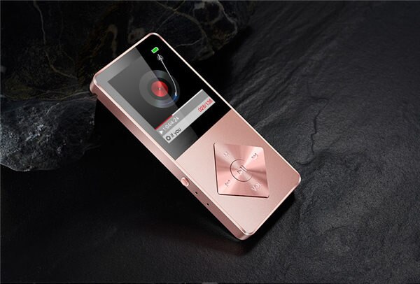 SMILYOU Speaker metal mp4 Player 4GB 8GB 16GB HIFI Lossless Sound music alloy mp4 Music Player FM Radio Voice Recorder E-Book: Rose gold / 4GB