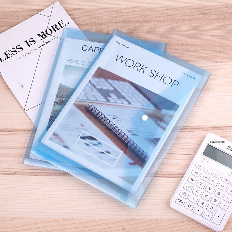 File Bag A4 Transparent Button Bag Plastic Briefcase Kit Student Bag Portfolio Kit Ticket Waterproof Bag 10 Pack