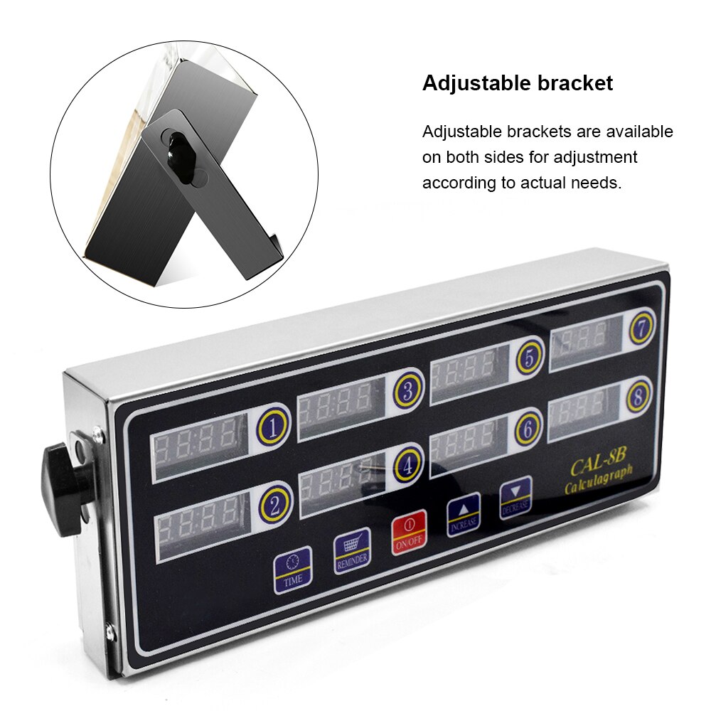 Loud Alarm System 8 Channel Digital Cooking Kitchen Timer Stainless Steel Housing Waterproof for Burger Bakery Pizza