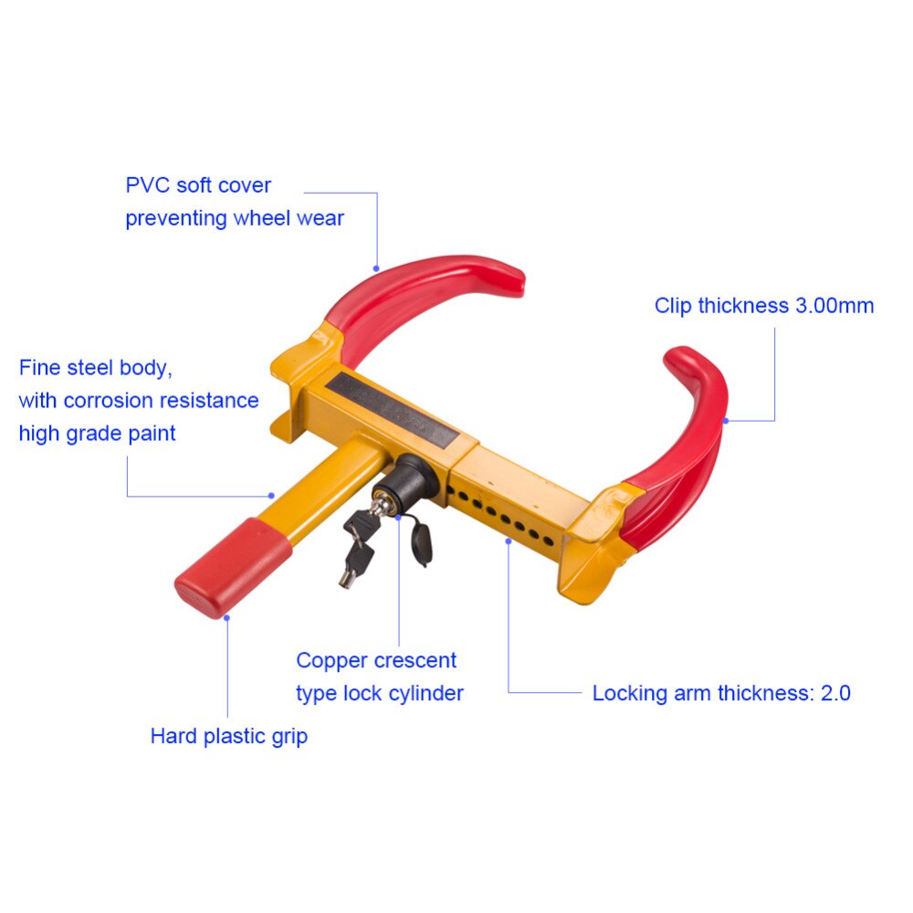 Heavy Duty Wheel Clamp Lock Boot Tire Claw Trailer Car Truck Anti-Theft Lock