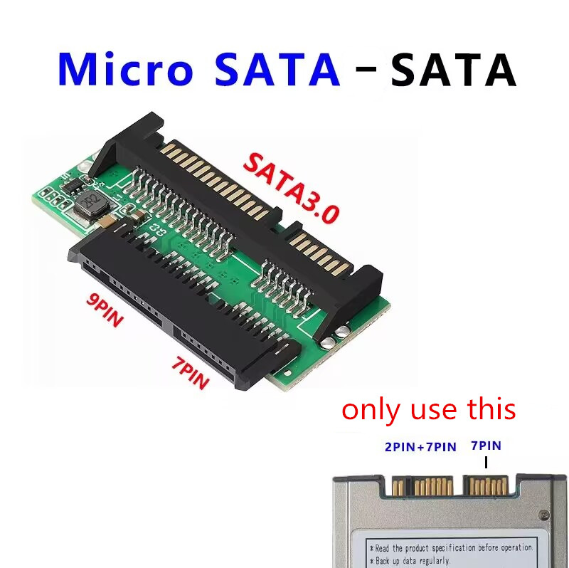 1.8 pouces Micro SATA HDD SSD 3.3V à 2.5 pouces 22PIN SATA 5V adaptateur