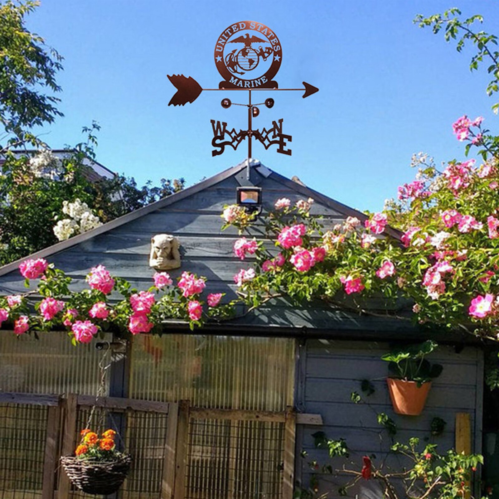 Weather Vane Owl Dog USA Marine Emblem Weathervane Ornament for Garden Mount Yard Decor