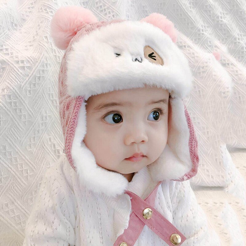 Baby Boys Girls Hat Kids Children Cute Ear Flap Muff Winter Warm Plush Cotton Cap: PK