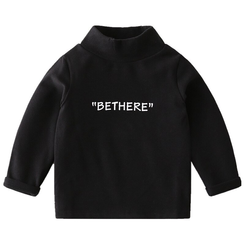 Enfants col roulé chemise garçons lettres épaissi à manches longues T-shirt enfants enfants vêtements automne hiver hauts 2 4 6Y