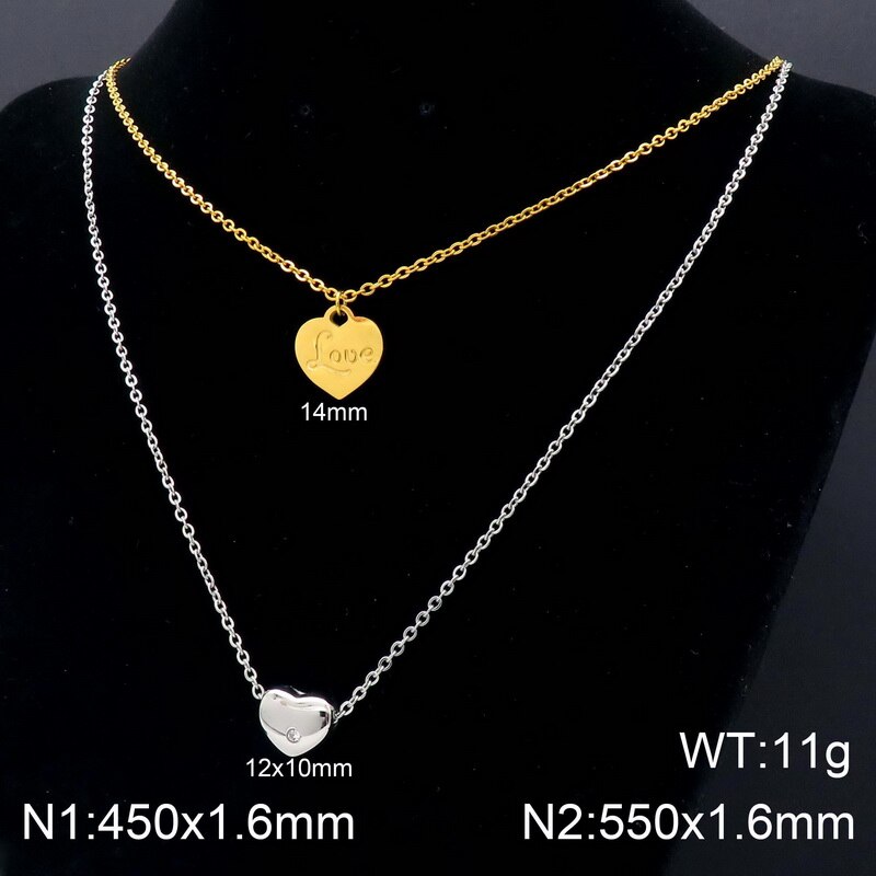 Simpel trend rustfrit stål to vedhæng og halskæder charme vedhæng halskæde kvinders smykker tilbehør: Kn110189- z