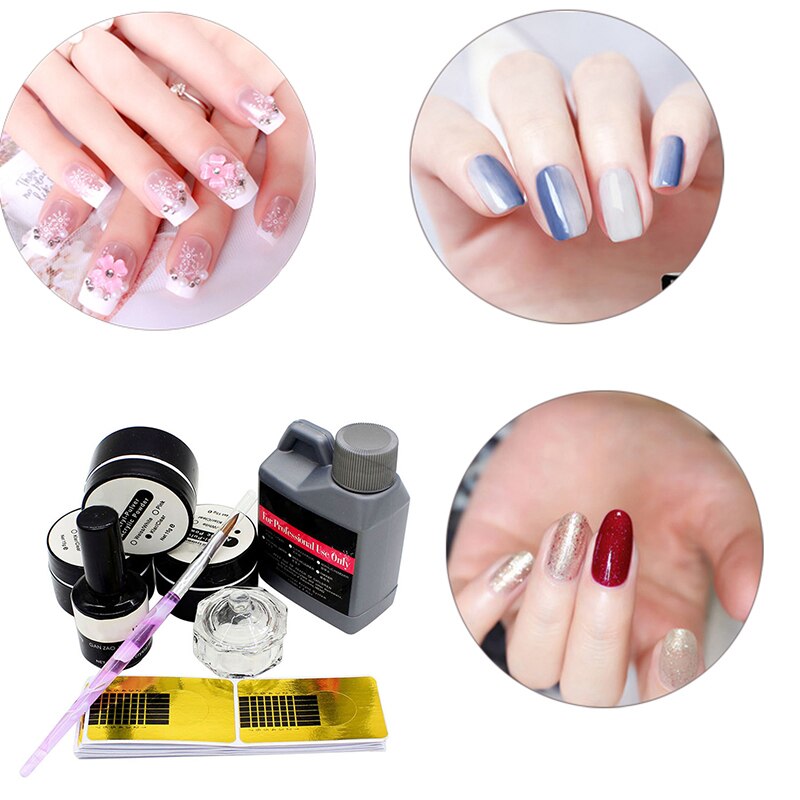 8 stks/set Professionele Acryl Nail Kit Nail Art Set Liquid Powder Pen Crtsyal Cup DIY Manicure Tool