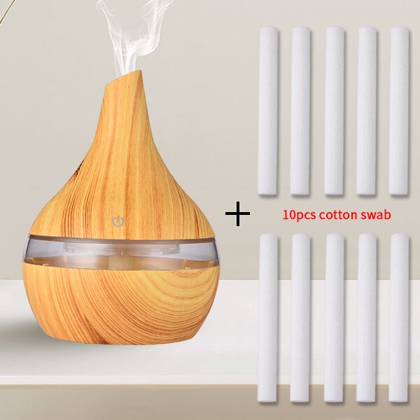 SaengQ-humidificador de aire eléctrico, difusor de aroma ultrasónico por aceites esenciales, en color madera, para aromaterapia en hogar: LightBrown-10pcs