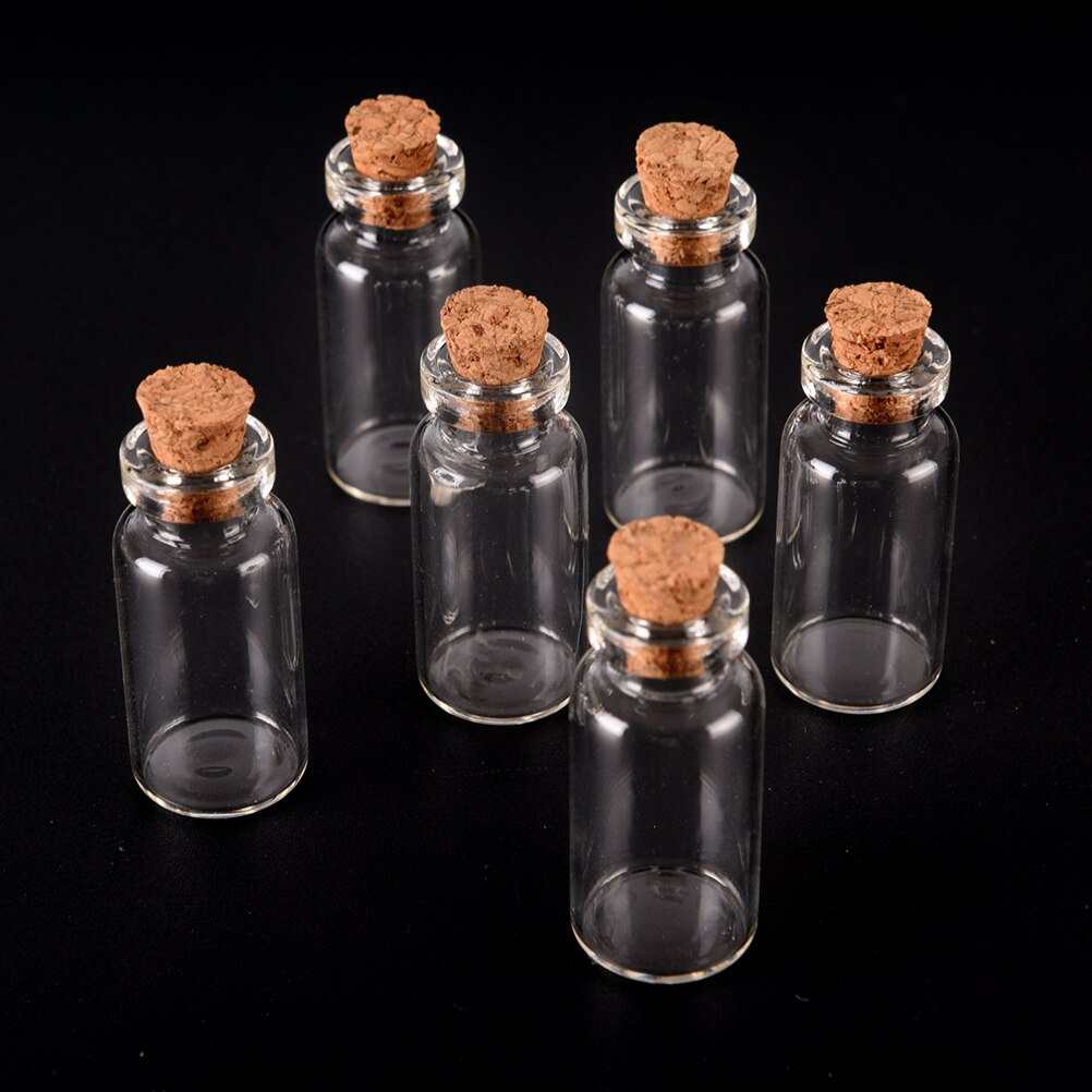 10 stuks 16 x 35mm wensflesjes kerst kleine lege doorzichtige kurk glazen flesjes voor huwelijksdecoratie