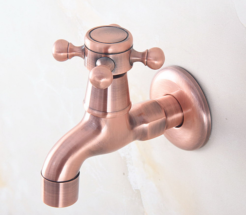 Antique Red Copper Outdoor Faucet Garden Water Tap / Mop Pool Faucet / Laundry Sink Cold Water Tap Bidcock Faucet Bav330