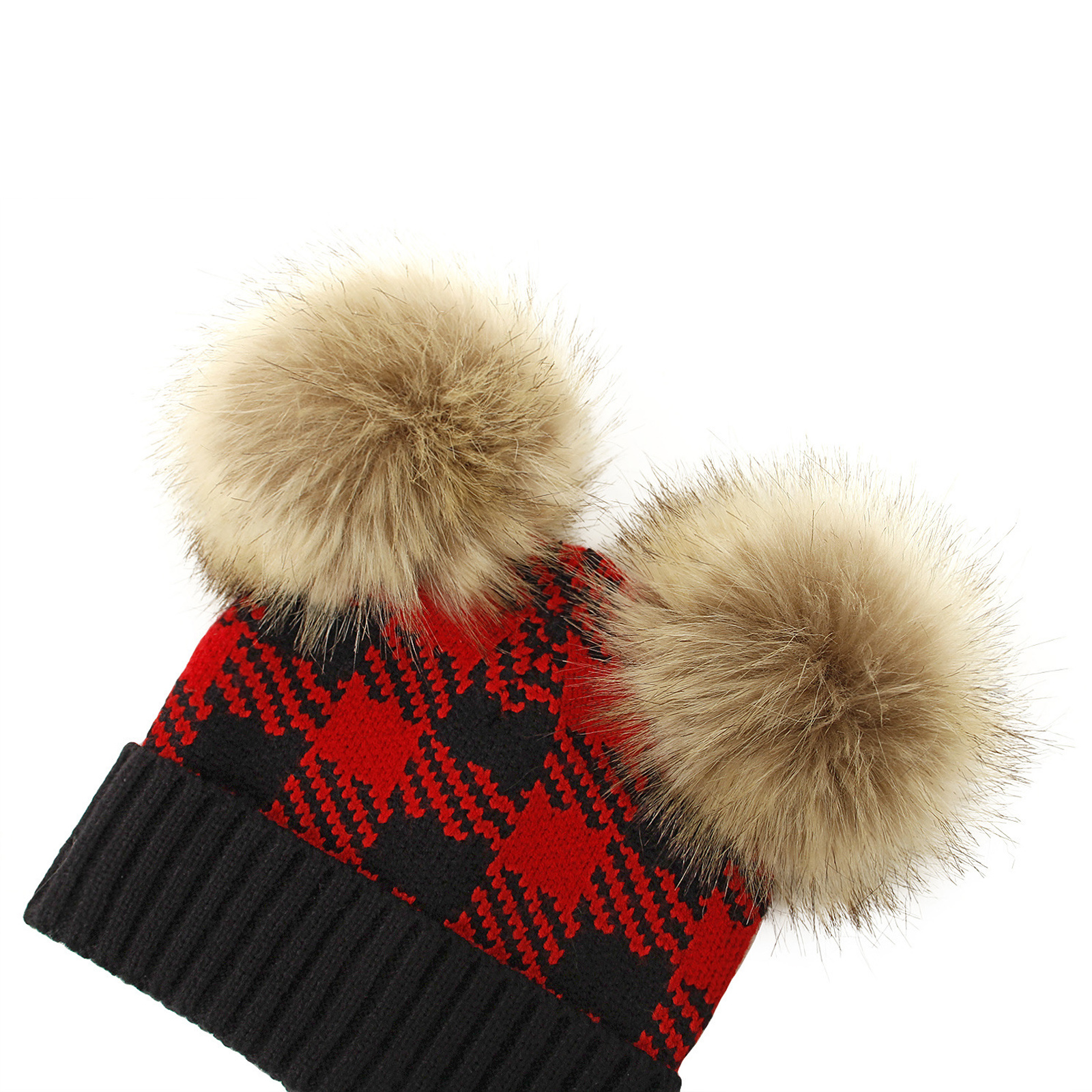Baby Pet Met Decoratieve Pluche Ballen Plaid Gedrukt Patroon Warme Hoed Voor Winter/Herfst 0-2 Jaar