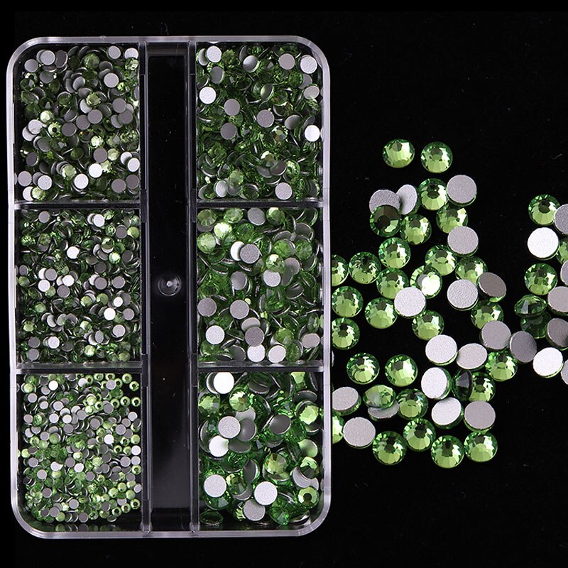 6Grids/box Nail Art Rhinestones 1426pcs AB Mixed Size Crystal Gem Diamonds 3D Nail Rhineston Nail Art Decoration DIY Face Makeup