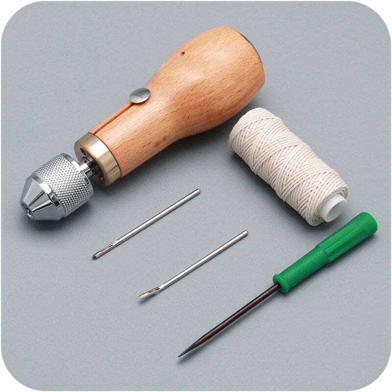 Speedy Stitcher Naaien Priem Hand Stitcher Reparatie Tool Kit Voor Leer En Zware Stoffen Met 2 Stuks Naalden En Garen