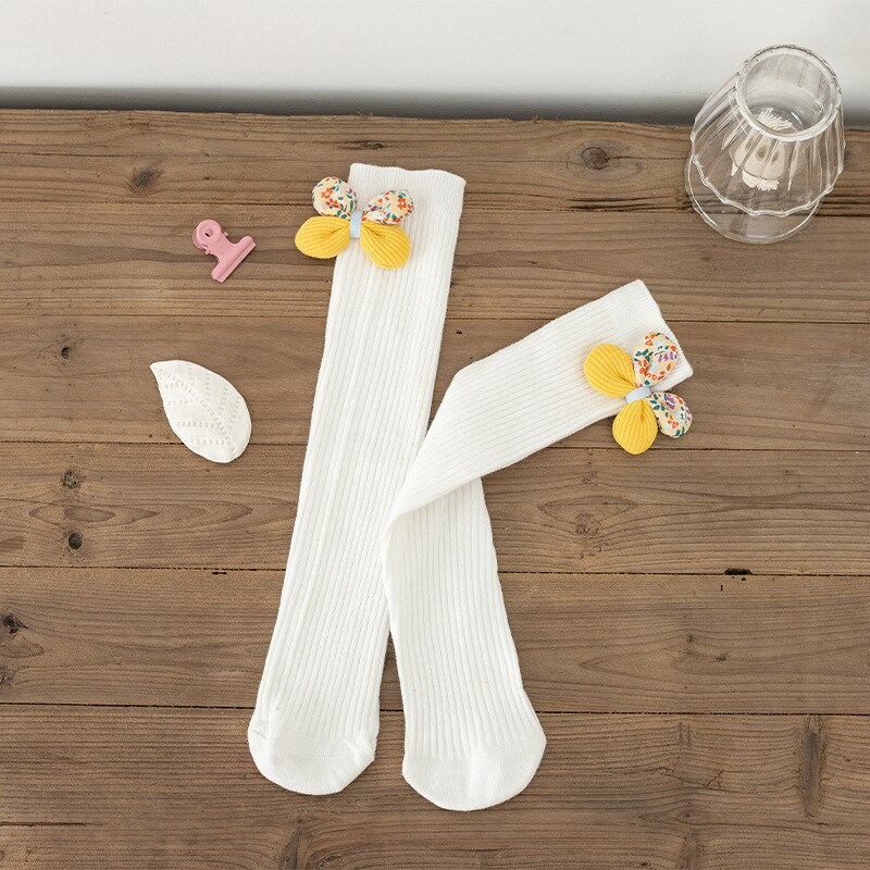 Chaussettes en coton peigné sans talon pour filles, bas de printemps et d'automne à mollet, princesse à fleurs, pour enfants de 1 à 15 ans: G / 1-7Y