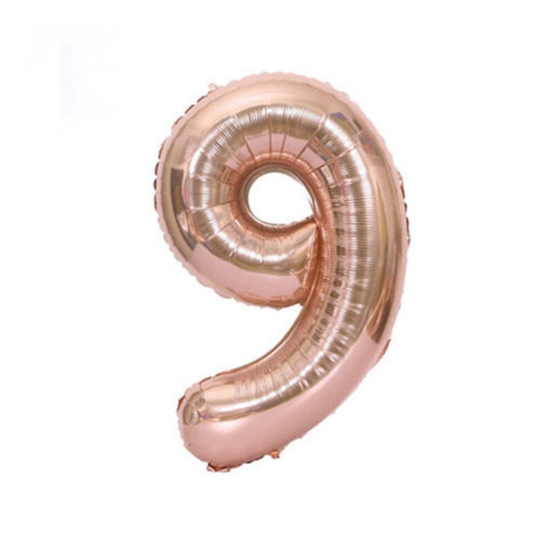 Ballon numérique noël mariage saint valentin Rose or aluminium Film fond mur pour la décoration de fête d'anniversaire: Number 9