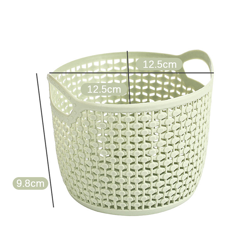 Hollow Portable Storage Basket Home Desktop Storage Basket Plastic Woven Basket: Green