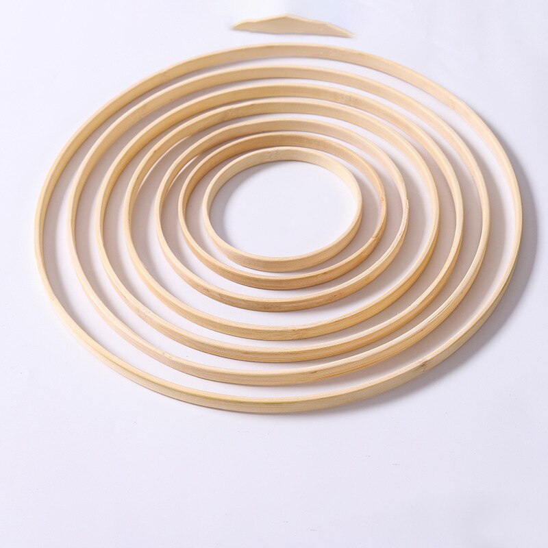Aro de madera bordado para manualidades, punto de cruz, corona, atrapasueños, anillo circular de bambú, conjunto de decoración de boda, Material de 10-29cm de diámetro