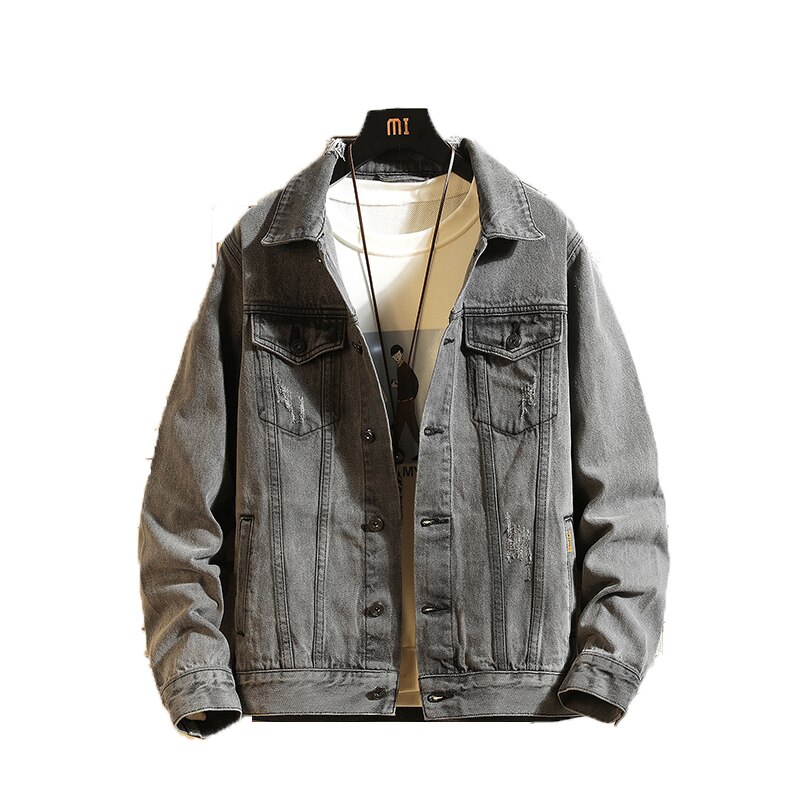 Forårs denim jakke mænd aviator jakke retro denim jakke street tøj trend afslappet frakke