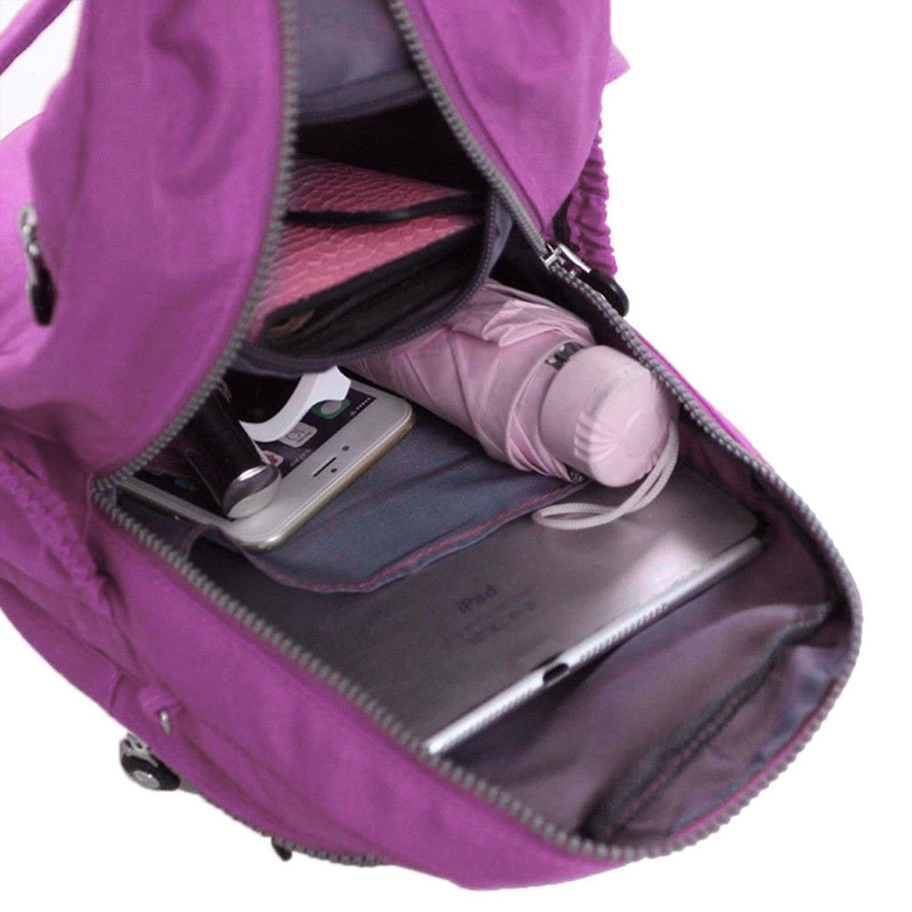 Kvinder nylon skole kvindelig rygsæk lille vandtæt rygsæk solid afslappet skuldertaske multifunktionelle skoletasker