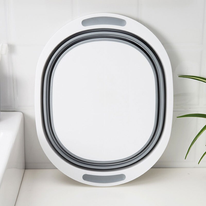 ZLCA Folding Cutting Board Basket Collapsible Dish Tub with Draining Plug Colander Fruits Vegetables Wash Drain Sink Storage