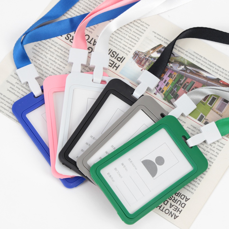 Soporte de tarjeta de identificación de Color de trabajo Unisex, cordón, funda de identificación, doble transparente, exposición de negocios, correa para colgar en el cuello