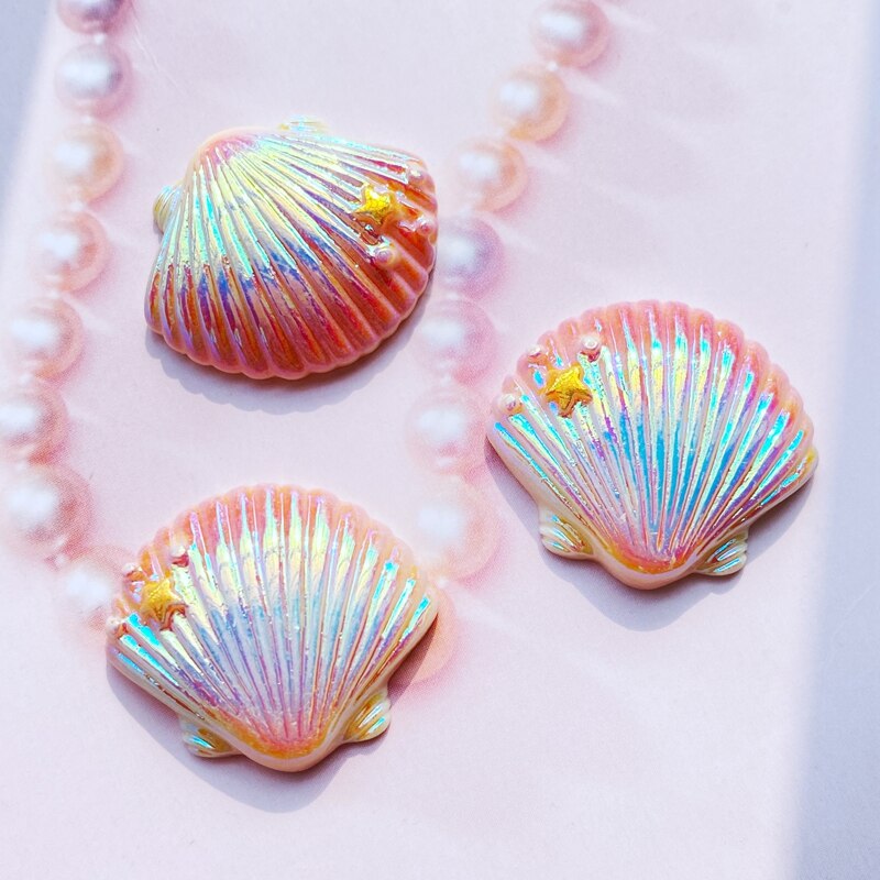 8Pcs Mini Mooie Gekleurde Schelpen Plat Hars Art Supply Decoratie Charm Craft Haar Boog Accessoires H550: C