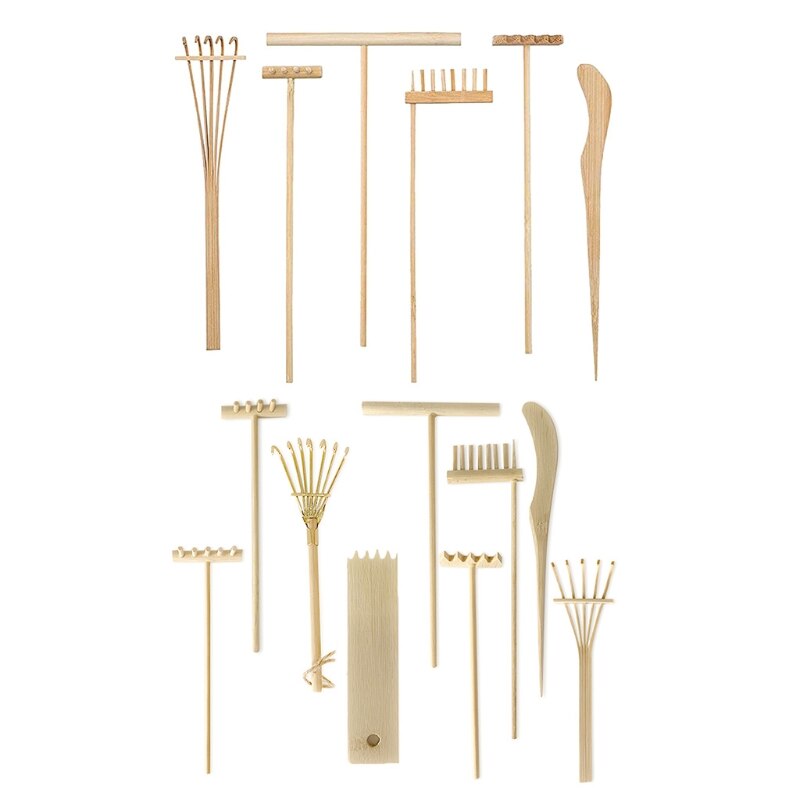 6/9Stck Mini Zen Garten Bambus Rechen Mini Rechen einstellen DIY Kunst Handwerk für freundlicher Aktivität Zentrum Gemeinschaft beliebte Graffiti Bausatz