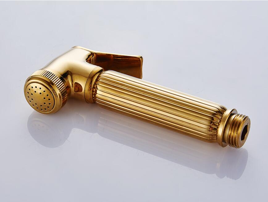Bidet vandhane væg håndholdt bidet spray bruser sæt toilet shattaf sprøjte douche kit bidet vandhane sæt guld: Håndbruser hoved