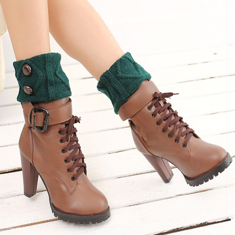 Frauen Gestrickte Bein Wärmer Kurzen Stiefel Manschetten Knöpfe Häkeln Stiefel Socken Gestrickte Gamaschen Beinlinge für Herbst/Winter