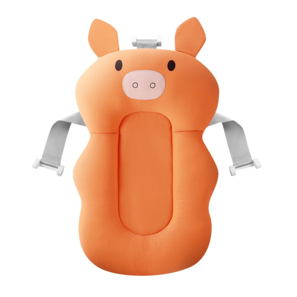 Bañera plegable con dibujos animados para bebé, Cubo de baño portátil para recién nacido, antideslizante: Naranja
