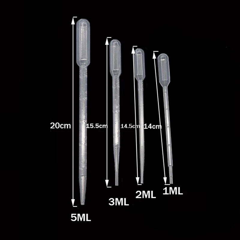 Pipeta de laboratorio desechable, contenedor graduado de plástico, cuentagotas líquido, equipo, herramientas de maquillaje, 1ml, 2ml, 3ml, 5ml, 100 unidades por lote