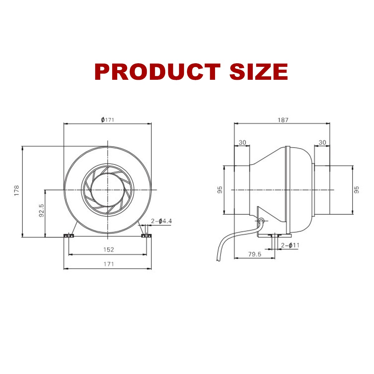 32W Duct Ventilator-Fan-Blower Ventilatie Uitlaat Air Blower Koelventilator Inline Duct-Booster Ventilator air Extractor 4 Inch