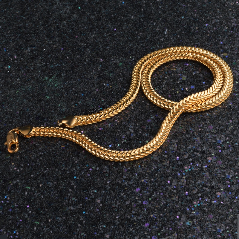 20Inch 6MM Necklace Gold Color Chain Neckacle Jewelry Thick Chain For Women And Men