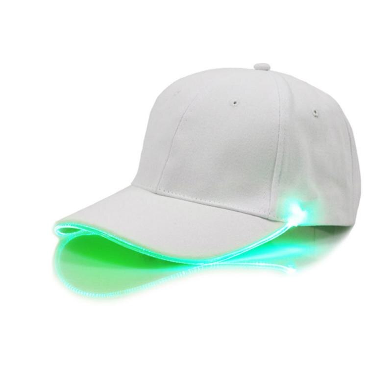 Prachtige Led Lichtgevende Glasvezel Baseball Cap Mode Unisex Effen Kleur Led Lichtgevende Baseball Cap Christmas Party Hat Cap