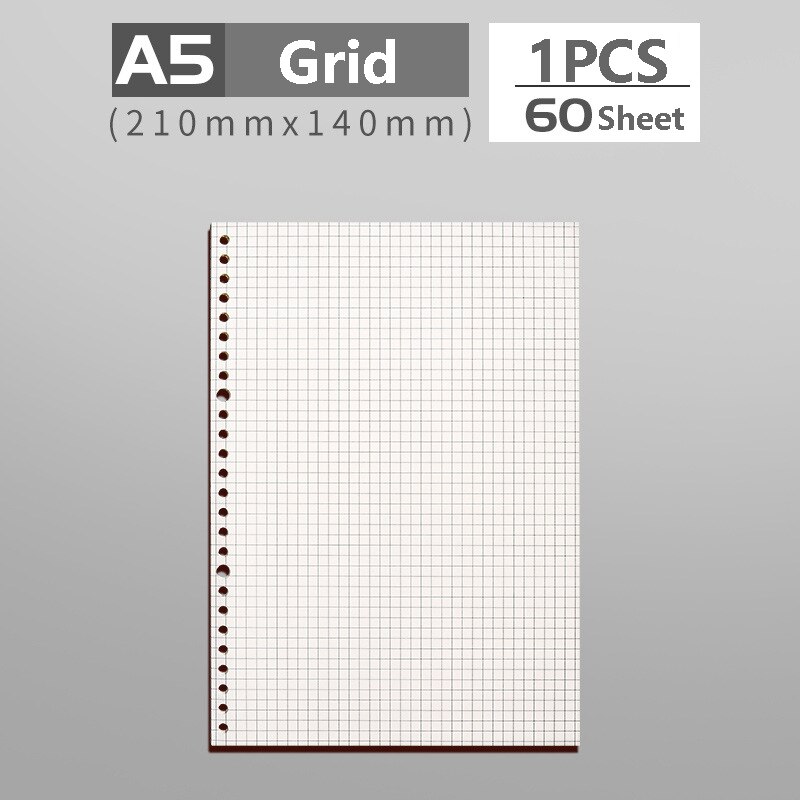 A4/A5/B5 Loose Leaf Binder Notebook Refillable Paper Journal Diary Agenda 2022 Planner Notepad Office School Supplies Stationery: A5 Grid