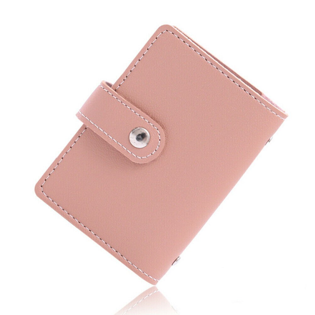Frauen 26 Karten Dünne PU Leder Ich würde Solide Haspe Kreditkarte Halfter Tasche fallen Geldbörse Brieftasche: Rosa