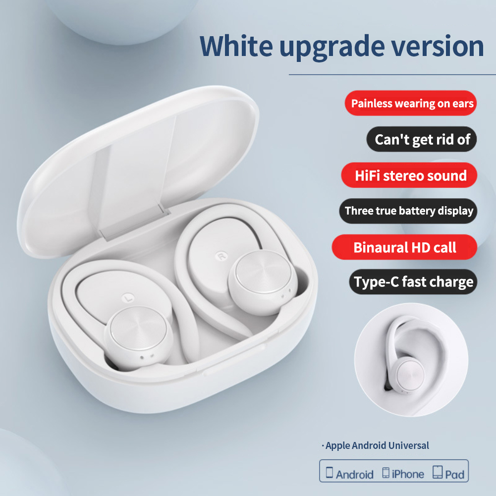 Auriculares inalámbricos R200/J92, audífonos con ganchos para las orejas impermeables IPX5, audífonos deportivos compatibles con Bluetooth, audífonos de música estéreo HiFi con micrófono: 02