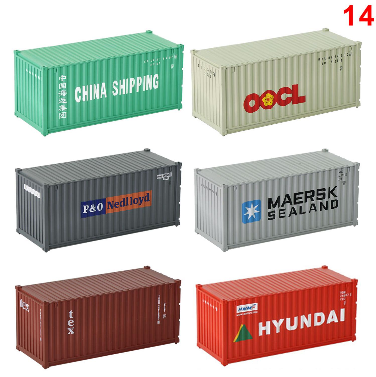 3pcs/6pcs Mixed Different 20ft Freight Container HO Scale Model Train Accessories 1:87 20 Foot Container C8726: 14-6pieces