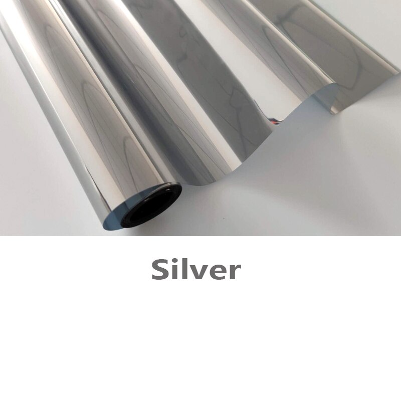 Película de ventana de espejo de una vía, vidrio decorativo autoadhesivo impermeable, Anti-UV, para privacidad, para casas y oficinas, 500CM/800CM: Plata / 60cmX100cm