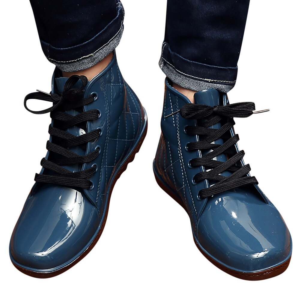 Perimedes mænds aqua lejligheder bløde gående mandlige vand sko lejligheder snørebånd korte rør regn støvler vandtæt casualwater sko #g45
