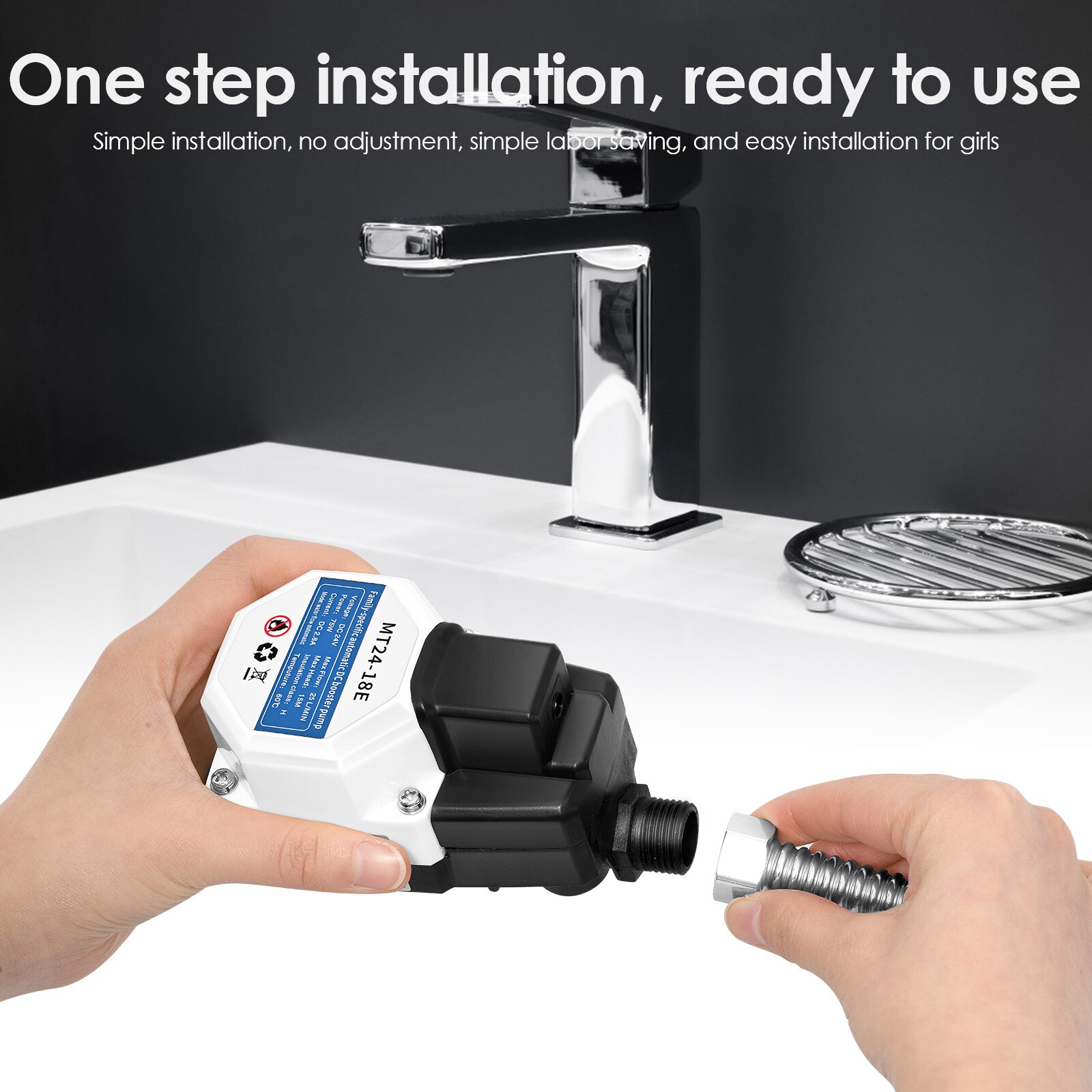 Booster Pump Connector Housing 24V 75W Pressure Water for kitchen Sink Shower Head Outside Tap