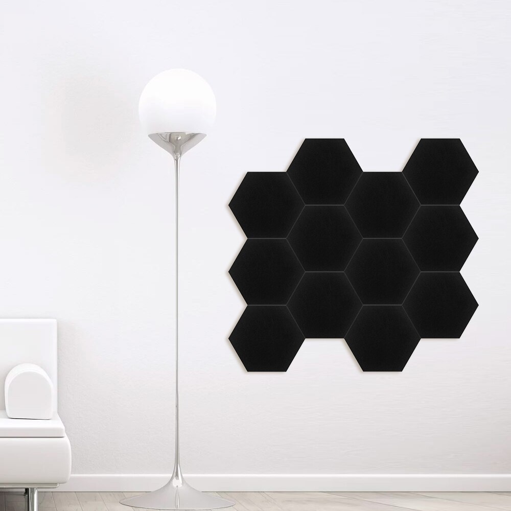 Paneles acústicos hexagonales de fibra de poliéster, aislamiento acústico e insonorizado, Panel de absorción acústica de pared, 12 Uds.