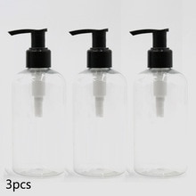 3/5PCS 250ML Empty Plastic Pump Bottles - Clear W/ Black Lotion Dispensers Clear Plastic With A Glass Look Toilet: 3PCS