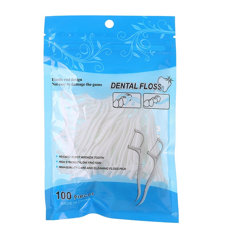 100pcs Dental Floss Flosser Picks Toothpicks Teeth Stick Tooth Cleaning Interdental Brush Dental Floss Pick Cleaning Tooth